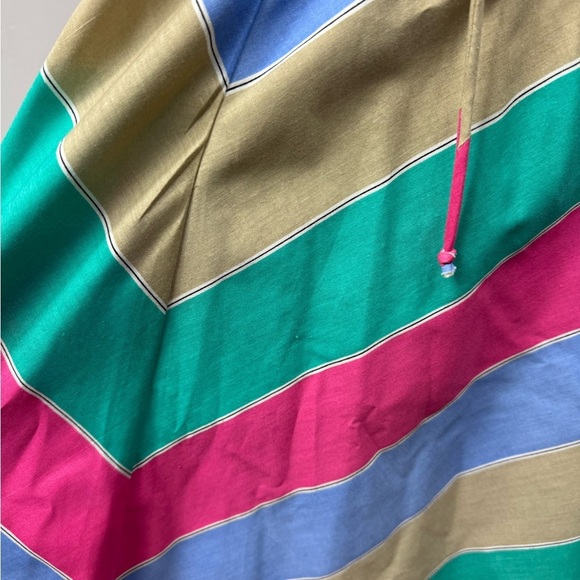 Vintage 70s 9 S Sundress Strappy Mod Rainbow Chevron Striped Disco Fit Flare - Picture 4 of 5